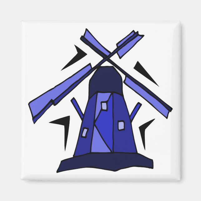 Blue Dutch Kvarn Magnet (Framsidan)