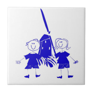 Blue Dutch Stick Kids Kakelplatta