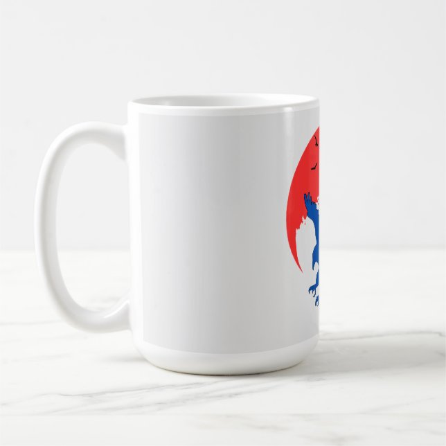 Blue Eagle Silhouette med Red Måne Keychain Kaffemugg (Vänster)