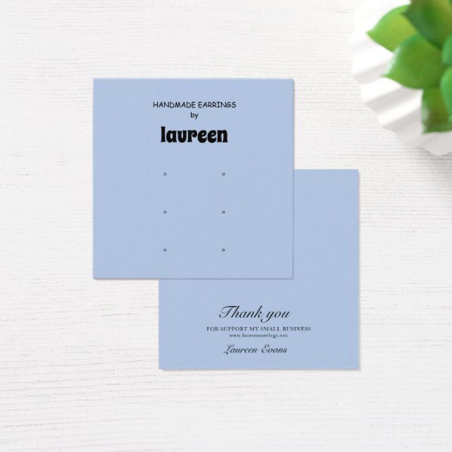  Blue Earring Display Square Business Card Fyrkantigt Visitkort (Skivbord)