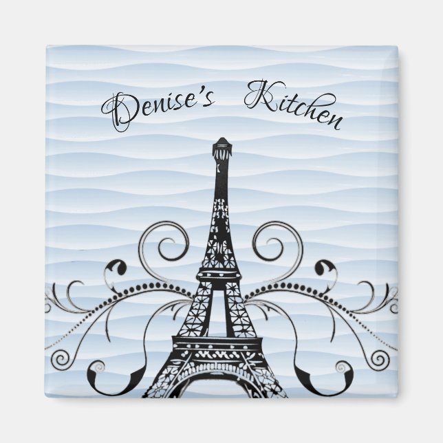 Blue Eiffel Torn Flourish Magnet (Framsidan)