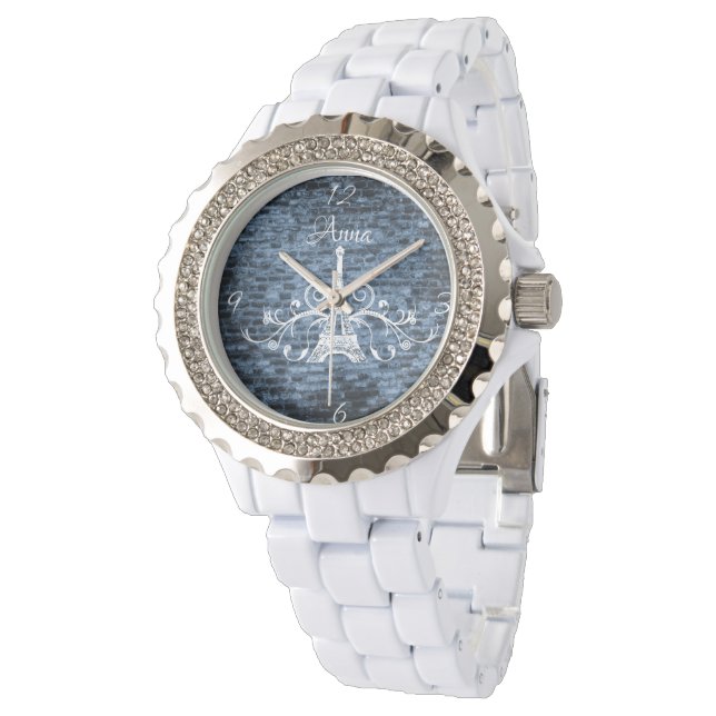 Blue Eiffel Torn Grunge Watch Armbandsur (Vinklad)