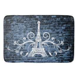 Blue Eiffel Towel Grunge Bath Mat Badrumsmatta