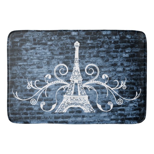Blue Eiffel Towel Grunge Bath Mat Badrumsmatta (Framsidan)
