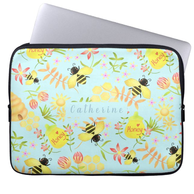 Blue Electronics Bag för honungsbin Laptop Fodral (Framsidan)