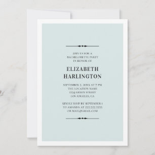 Blue elegant Bachelorette Party. Enkel modern Inbjudningar