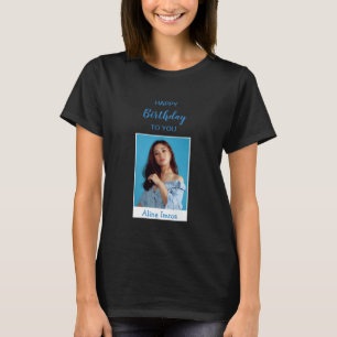 Blue Elegant Grattis på födelsedagen Photo T-Shirt