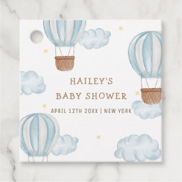 Blue Elegant Luftballong Cloud Boy Baby Shower Gåvor Etiketter