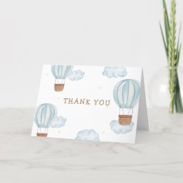 Blue Elegant Luftballong Cloud Boy Baby Shower Tack Kort