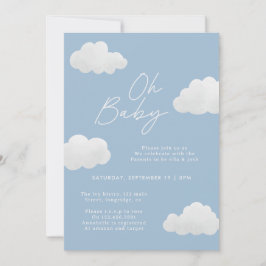 Blue elegant Oh Baby dusch modern snyggt Inbjudningar