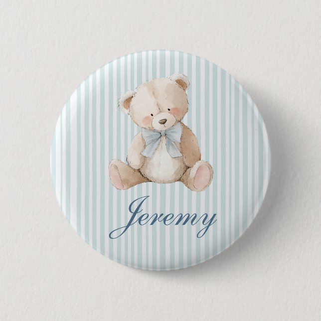 Blue Elegant Teddy Bear Button Knapp (Framsida)