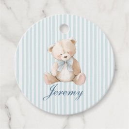 Blue Elegant Teddy Bear Favor Tags Gåvor Etiketter