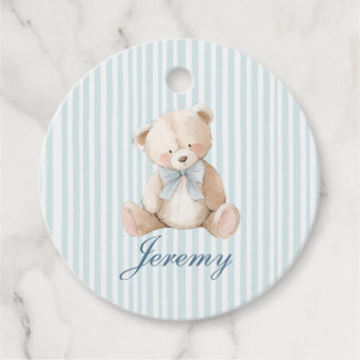 Blue Elegant Teddy Bear Favor Tags Gåvor Etiketter