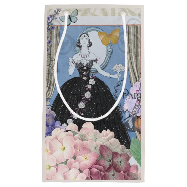 Blue Elegant Woman Blommigt Finare Gown (Framsidan)