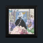 Blue Elegant Woman Blommigt Finare Gown Minnesask<br><div class="desc">En rik av Viktoriansk tidsålder,  ett kollage som omfattar mode-illustrationen av George Barbier från 1920-talet,  och som samlades med Victorian bilder inklusive blommor,  fjärilar,  Eiffel Torn och en William Morris-bakgrund.</div>
