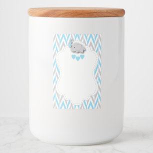 Blue Elephant Baby Shower - blank Mat Etikett