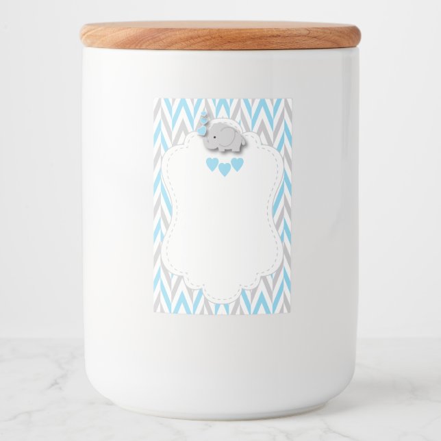 Blue Elephant Baby Shower - blank Mat Etikett (Framsida)