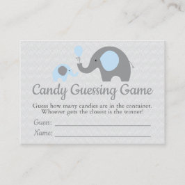 Blue Elephant Baby Shower Candy Guessing Game Visitkort