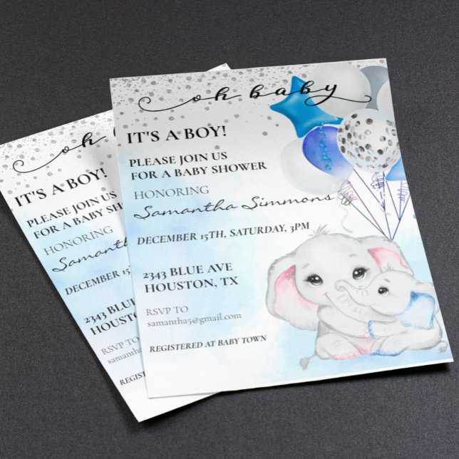 Blue Elephant Baby Shower Det är en pojkbubbla (Skapare uppladdad)