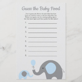 Blue Elephant Baby Shower gissar att matspelet i B Flygblad