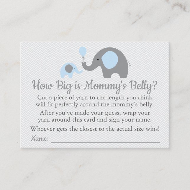 Blue Elephant Baby Shower How Big is Mamma Belly (Framsida)