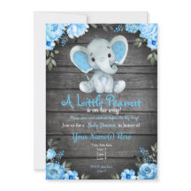 Blue Elephant Baby Shower-inbjudan, strålande pojk