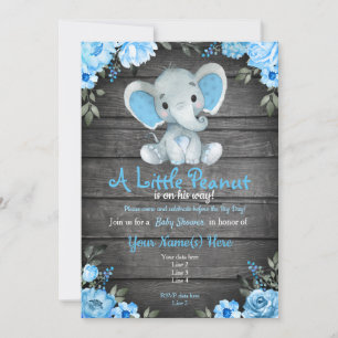 Blue Elephant Baby Shower-inbjudan, strålande pojk Inbjudningar