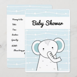 Blue Elephant Baby Shower Inbjudningar