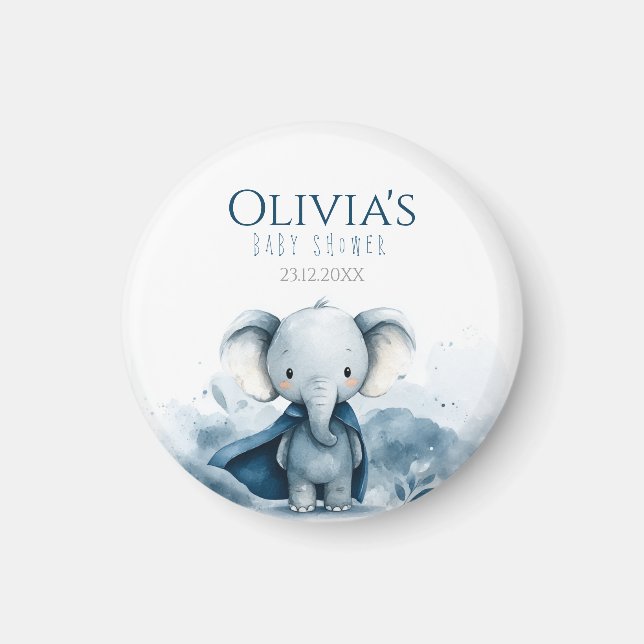 Blue Elephant Baby Shower Magnet (Framsidan)