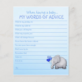 Blue Elephant Baby Shower Ord of Advice Game
