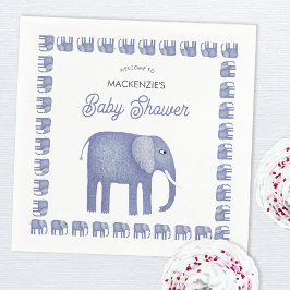 Blue Elephant Baby Shower Pappersservett