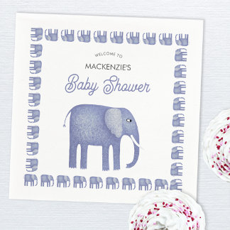 Blue Elephant Baby Shower Pappersservett