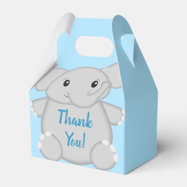 Blue Elephant Baby Shower Presentaskar (Framsidan Sidan)