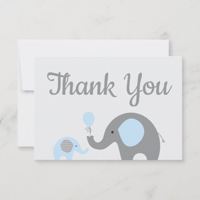 Blue Elephant Baby Shower Tack för att du tycker a Kort (Framsida)