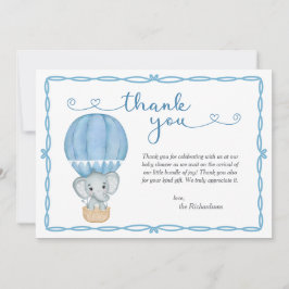 Blue Elephant Baby Shower Tack Kort