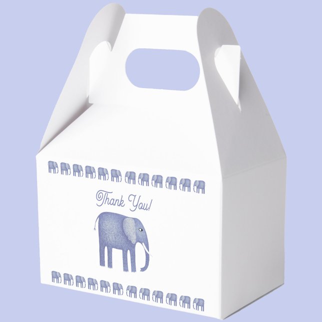 Blue Elephant Baby Shower Tack Presentaskar (Blue Elephant thank you favor box)