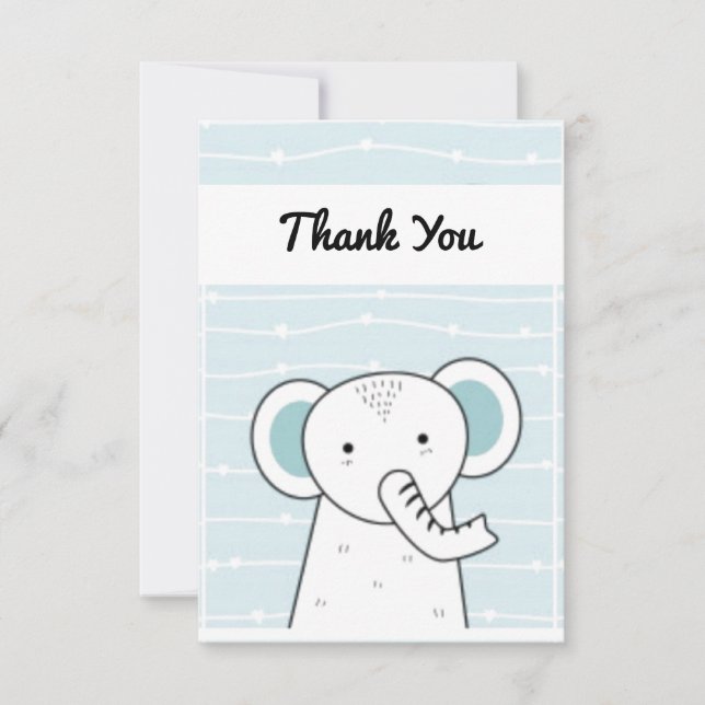 Blue Elephant Baby Tack Kort (Framsida)
