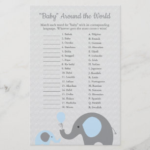 Blue Elephant Baby Värld runt Translation Flygblad