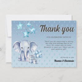 Blue Elephant & Balloon Baby Shower Tack Kort