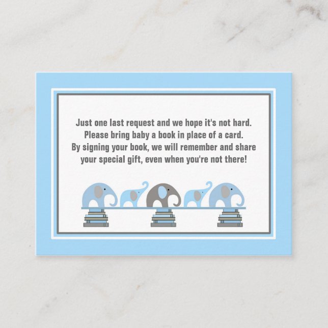 Blue Elephant bokar för baby Tilläggskort (Framsida)