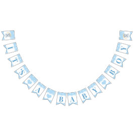 Blue Elephant Boy Baby Shower Det är en pojke Vimplar