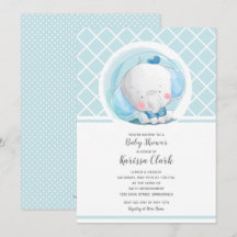 Blue Elephant Boy Baby Shower-inbjudningar