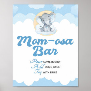 Blue Elephant Boy Baby Shower Momosa Pub-tecken Poster