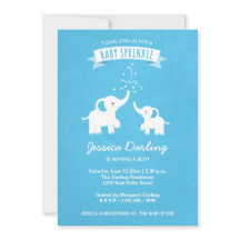 Blue Elephant Boy Baby Sprinkle Shower-inbjudan