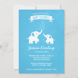 Blue Elephant Boy Baby Sprinkle Shower-inbjudan Inbjudningar