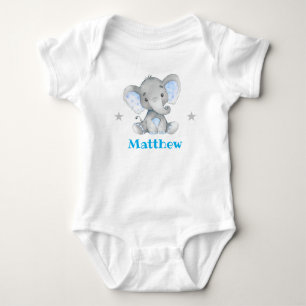 Blue Elephant Boy Namn Newborn Småbarn 1 Biet T Shirt