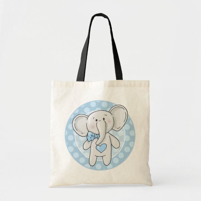 Blue Elephant - Cute Baby Småbarn Child Tygkasse (Framsidan)