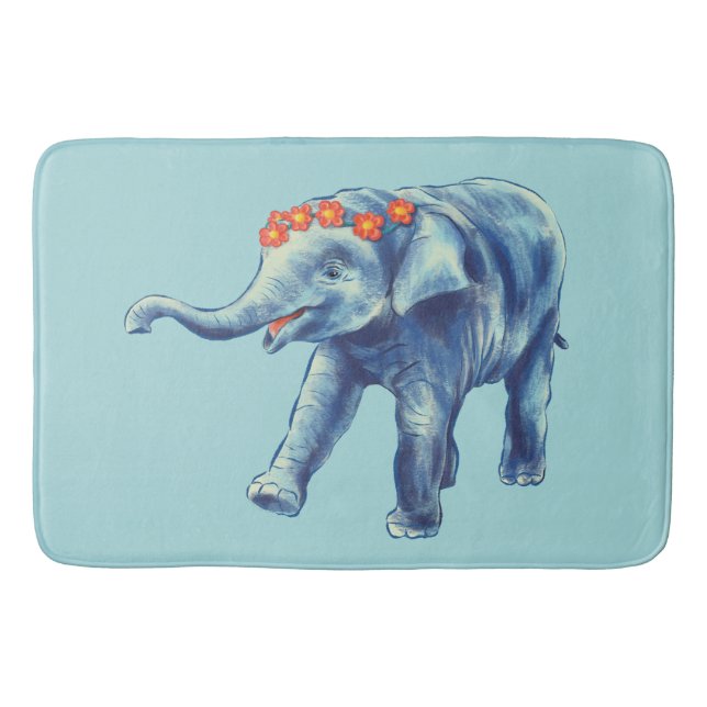 Blue Elephant Cute Girl Badrumsmatta (Framsidan)