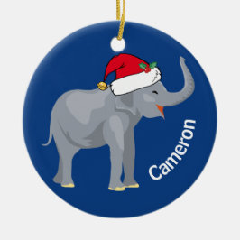 Blue Elephant Cute Monogram jul Julgransprydnad Keramik