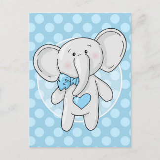 Blue Elephant - Cute Pojke Room Nursery Vykort